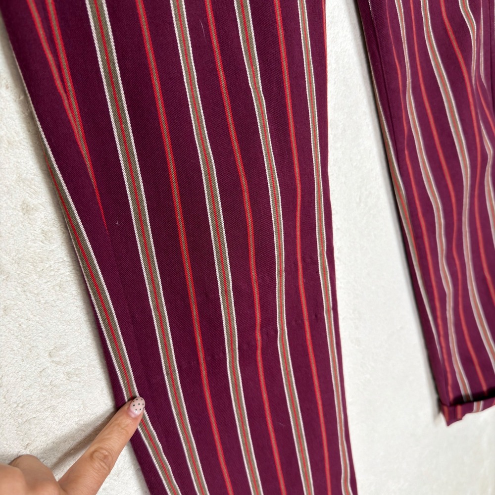 Brixton Striped Straight Leg Pants Burgundy Red Preppy 90s Y2K Size 26 Indie - Picture 3 of 10